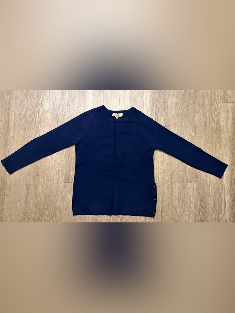 [~8/3 ONLY] Athé Vanessa Bruno Navy Blue Side-Button Crewneck Sweater